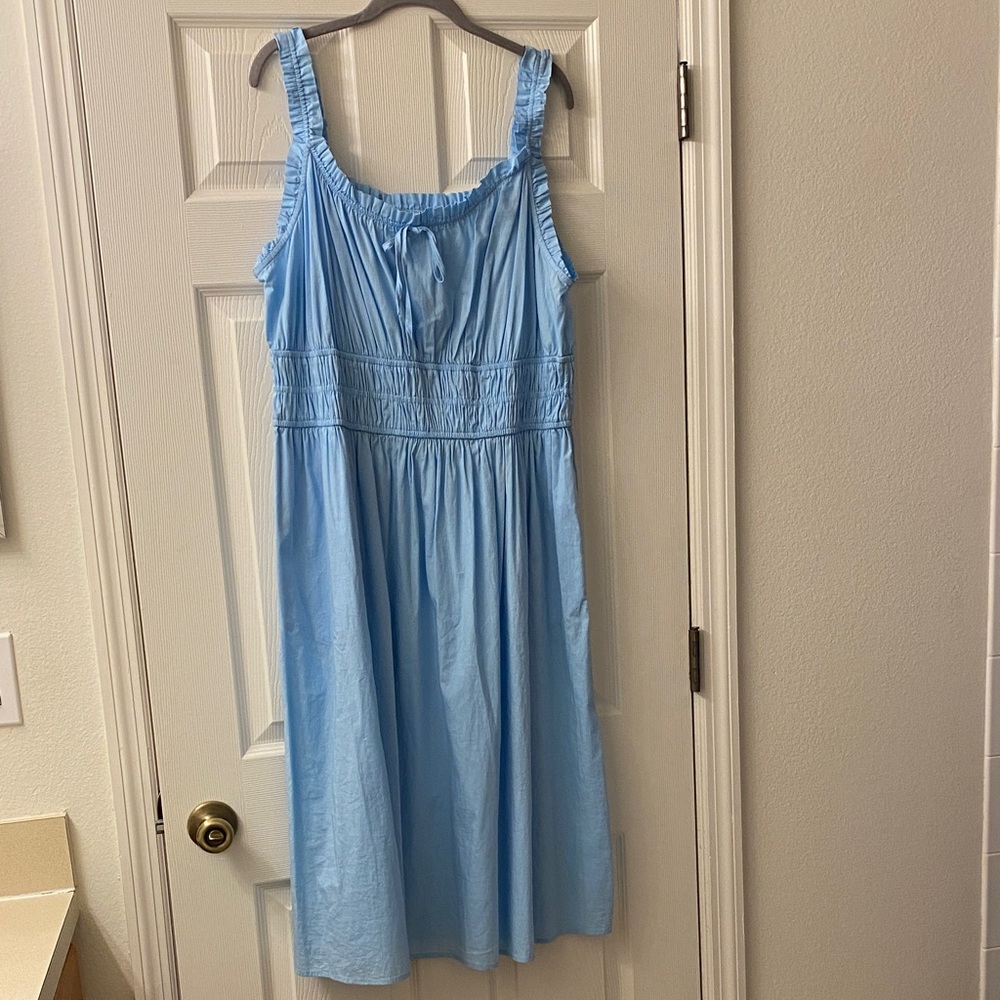NWOT Lauren Conrad baby blue ruffled milkmaid style dress